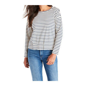 Women's Vineyard Vines Striped Gathered Hem Top Sz M Long-Sleeve Nautical Shirt